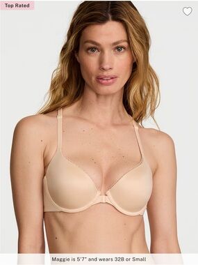 BODY BY VICTORIA Lined Demi Demi Double Lace Racerback Bra 34D- Nude color